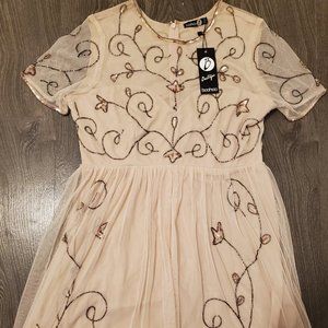 Stunning Nude Beaded Evening Dress (TAGS ON)